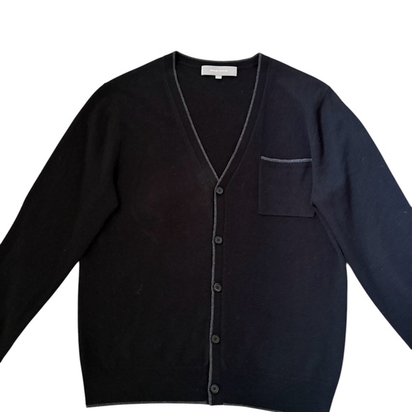 Neiman Marcus 100% Cashmere Classic V-Neck Cardigan Black Size Large - Picture 7 of 10